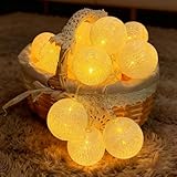 LED Lichterkette Baumwollkugeln,3M 20LED Lichterkette Innen Kugeln,Cotton Ball Lichterkette,Baumwollkugeln lichterkette,LED Baumwollkugeln für Hochzeit,Weihnachten,Party Deko