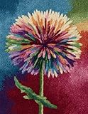 WallustrioaW Blumen Knüpfteppich Set,Bunte Löwenzahn,DIY Knüpfteppich Zum Selber Knüpfen,3D Latch Hook Rug Kit Knüpfkissen Für Kinder Erwachsene Anfänger,52x38cm