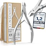 KLINGENHELD® Präzise Nagelhautzange - Sehr leichtgängig & extra scharf - inkl. Reisebeutel aus Baumwolle 100% plastikfrei & nachhaltig - Nagelhautschere, Nagelhautschneider