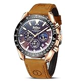 HANPOSH Herren Uhr Chronograph Uhren Herren Chronograph Edelstahl Wasserdicht Analog Quarz Armbanduhr mit Datum Leuchtende Business Casual Uhren fur Männer