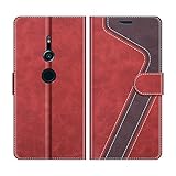 MOBESV Handyhülle für Sony Xperia XZ2 Hülle Leder, Sony Xperia XZ2 Klapphülle Handytasche Case für Sony Xperia XZ2 Handy Hüllen, Modisch Rot