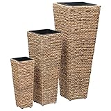 Garten-Hochbeete 3-TLG. Wasserhyazinthe Braun, Tontöpfe Übertopf Mit Gestell Blumenkasten Blumentopf Mit Untersetzer Geeignet für Succulents Cactus Garten Innen