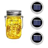 Dracarys 3 Pack Solar Mason Jar Light Deckel 3m 30 LED Lampen Silber Wire Fairy Deckel Licht für Glas Mason Jar Hängen Laterne Licht Garten Terrasse Hinterhof Hochzeit Party Decor Beleuchtung