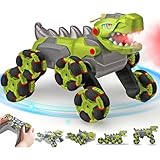 Glückpa Monstertruck, Ferngesteuertes Auto Dino, 8WD 360° Offroad Dinosaurier Spielzeug, 2.4Ghz RC Auto mit Sprühnebel, Musik,LED, Spielzeug ab 5 6 7 8 Jahre Jungen, Geschenke Junge Mädchen 5-14 Jahre