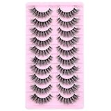COMNICO 10 Paar Künstliche Wimpern, 6D-Nerz-Wimpern, natürlicher Schwung, feine künstliche Wimpern, flauschige Streifenwimpern, weich, sieht aus wie eine Wimpernverlängerung für Frauen und Mädchen