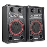 Fenton SPK-110 PA Anlage Aktiv Komplettset 600 Watt – Party Lautsprecher Paar mit Bluetooth & USB – DJ Anlage Boxen Musik – 10' Woofer Standlautsprecher – Musikbox Groß für Karaoke & Events