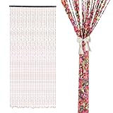 maxant Holzperlen-Türvorhang, 90 x 195 cm, Bambusperlen, Vorhänge für Türen, Raumteiler, Fliegengitter, 31 Stränge, bunte hängende Perlen-Türvorhang für Wohnzimmer, Schlafzimmer, Trennwände