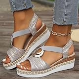 Sandalen Damen Keilabsatz Bequeme Gesundheitsschuhe Schicke Dame Braun Schlappen Sommer Sandaletten Sommerschuhe Plateau Schwarz Wedges Schuhe Weiß Fußbett Elegant Keilsandalen