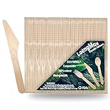 LoengMax Einwegbesteck Holzmesser-Holzbesteck Einwegmesser-100% natürlich, umweltfreundlich, biologisch abbaubar und kompostierbar
