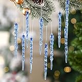Eiszapfen Deko,Eiszapfen Ornamente 24 pcs Eiszapfen Anhänger Set Weihnachtsdekoration Acryl klare Eiszapfen für Weihnachtsbaum Dekoration (Blau)