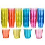 MATANA 60 bunte Shotgläser Plastik, Schnapsgläser (3cl) - Neon Becher Schwarzlicht - Shot- und Schnapsbecher, Plastik Pinnchen - Party Zubehör - Stabil & Mehrweg