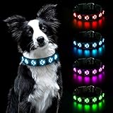 AUAUY Hundehalsband Leuchtend, LED Leuchthalsband Hunde Halsband USB Wiederaufladbar Wasserdichtes für Kleine Mittlere Große Haustier Einstellbar Sicherheit Kragen mit 3 Beleuchtungsmodi (Blau-S)