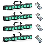 FODEXAZY 9x6W LED Bar Wallwasher mit Fernbedienung, RGBW 4-in-1 LED Discolicht Partylicht Bühnenlicht Lichteffekte Strobe Beleuchtung für DJ Party, 4 Stück