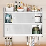 Küchenschrank aus Edelstahl mit Schiebetüren, 90 x 35 cm, für gewerbliche Küchen, Gewürzregal für Schulen, moderne Küchenaufbewahrungslösung