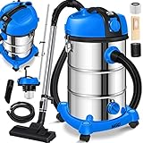 MASKO® Industriestaubsauger Staubsauger Nass Trocken Sauger Edelstahl 2300W + Steckdose | Blasfunktion | Push&Clean | Industrie-Sauger mit & ohne Beutel | Inkl. Wechselfilter | beutellos Blau