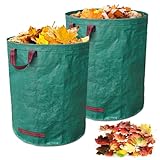 Zommke Gartensack Laubsack Gartenabfallsack,2er Set 272 Liter Gartenabfallsack mit Griffen für Gras Laub Hecke Gartenabfall-Selbststehend - Witterungsbeständig - Abwaschbar/Stabiler Gartensack