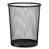 D.RECT KOMO Papierkorb, 19L Metall Abfalleimer Büro | Runder Mülleimer für Arbeitszimmer, Küche | Stabile Ausführung, 295x235x335mm, Schwarz