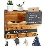 JKOKPMG Schlüsselbrett Holz mit Ablage, schlüsselkasten Holz,Schlüsselhalter mit Edelstahlhaken,Schlüsselablage Wand, Schlüsselboard aus Buche,Schlüsselhaken Key Holder Modern