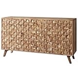 KADIMA DESIGN Sideboard Rewa 140x78,5x40 cm Anrichte Massivholz Akazie Schrank Braun | Landhaus-Stil Kommode mit 3 Schubladen & 2 Türen | Flurschrank Echtholz | Schubladenkommode