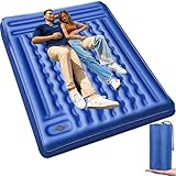 Selbstaufblasbare Camping Isomatte Doppel für 2 Personen – 12cm Dicke Ultraleichte Luftmatratze mit Fußpumpe & Kissen, Aufblasbare Outdoor Schlafmatte Wasserdicht für Camping, Trekking, Festival