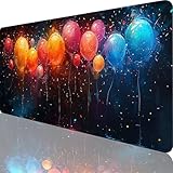 Mauspad Schwarz Mauspad XXL 800 x 400 x 3 mm XXL Mousepad Ballon Mousepad Gaming Zubehör mit Vernähten Kanten Design, Waschbares Mouse Pad Wasserdicht und Langlebig für Office Deko, Geschenke 30-2t