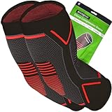 aZengear Ellenbogen-Bandage (2 Stk) Kompressionsbandage für Damen & Herren | Linderung von Golf- und Tennisspielern, Fitness, Golferarm, Gewichtheben (Schwarz mit Rot, L)