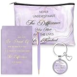 Tenare 4-teiliges Geschenk-Set für Mitarbeiter, violett, inklusive Make-up-Tasche, Tagebuch, Kugelschreiber, inspirierender Schlüsselanhänger für Kollegen, Büro, Schule, Partyzubehör, Lila