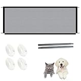 Türschutzgitter Ausziehbar 180 x 72 cm, Kinder Treppenschutzgitter Hundegitter Wohnung, Kindersicherung Tür Türgitter Ohne Bohren, Katzenschutz Tür geeignet für Innen und Außenbereich (Grau)