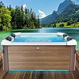 BRAST Whirlpool MSpa Oslo, Oslo Plus XXL, Sapphire & Amber mit Fester Außenwand | 160x160x65cm - 180x180x65cm | 4 Modelle | LED-Beleuchtung | 6 Personen | Ganzjähriger Einsatz Winterfest | Amber