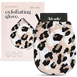 Kitsch Deep Exfoliating Glove, Eco Friendly Exfoliating Body Scrubber, Dead Skin Remover & Body Scrubber Exfoliator, Body Scrub Mitt for Skin Cell Renewal, Body Exfoliating Gloves for Shower, Leopard