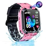 Kesasohe Smartwatch Kinder mit GPS und Telefon, Wasserdicht Handy Uhr Kinder Smartwatch mit Anruffunktion IP68 SOS Spiel Voice Chat Wecker Schulmodus Kinderuhr Geschenk für Jungen Mädchen Student