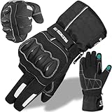 WESTWOOD FOX Motorradhandschuhe Thinsulate wasserdichte Handschuhe Winter Thermo Herren Reiten Winddicht Roller Motorsport Touchscreen Warm Sommer Schwarz, L