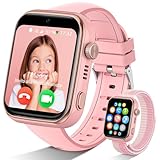 AKUMAKA 4G Smartwatch Kinder mit GPS und Telefon, IP68 Wasserdicht Kinder Smartwatch mit Videoanruf, SOS, Schulmodus, Voice Chat, WhatsApp, Schrittzähler, Wecker Kinderuhr für Mädchen und Jungen, Rosa