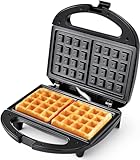 YASHE Waffeleisen Belgische Waffel/Brüsseler Waffeln, Doppel Waffeleisen, 750W, Antihaftbeschichtet mit Automatische Temperatur & Kontrollleuchten