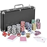 GAMES PLANET Pokerkoffer mit 300 Laser-Chips, Silver/Gold/Black Edition - Auswahl: Black