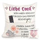 Charfia Oma Geschenk, Geschenk für Oma, Oma Geburtstagsgeschenk, Kissenbezug für Oma Doppelseitige Kissenbezug mit 2 Taschen 45 * 45cm, Beste Oma Geschenke,Oma Geburtstagsgeschenk Muttertag