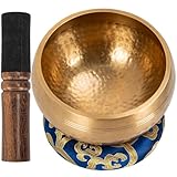 IBVIVIC Tibetische Klangschale 13 cm, Groß Original Handgefertigt Klangschalen Set mit Klöppel und Kissen für Einsteiger & Profis