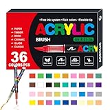 Acryl-Pinsel-Marker – Lackstift – künstlerischer Malstift, Acryl-Marker-Set | weiche Spitze Malerei, Handwerk Kunst | Wasserfeste Künstler Acryl-Marker Set für Holz, Rock, Stoff