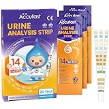 Accufast Urin Teststreifen für 14 Indikatoren - 20 Stück Einzeln Verpackt - Gesundheitstest mit Referenzfarbkarte für Zuhause - Urin Test für Harnwegsinfekt - Urinanalysestreifen Selbsttest