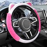 Flaconi Plüsch Lenkradbezug für Auto, Winter - Geeignet für Lastwagen, Lieferwagen, SUVs (Rose Rot)