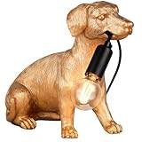 RL LED Tischleuchte Tierfigur gold Beistellleuchte Retro Filament Nachttischleuchte dimmbar, Dackel, 4W 470Lm warmweiß, LxBxH 28x13x23,5 cm
