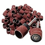 Jaywool 100 StüCk 1/2-Ring Aus Poliertem Schleifpapier Polierband Aus Siliziumkarbid + 2 StüCk X Drehfutter oder Dorne