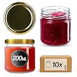 KADAX Einmachgläser 200 ml 10er Set, Dessertgläser fi66 – Marmeladengläser mit Twist-Off Deckel, Luftdicht & Spülmaschinenfest, Dickwandiges Glas