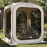 EAST OAK Pop Up Zelt 2-3 Personen, Pavillon für Camping, Garten, Terrasse, Wurfzelt, Familienzelt Stehhöhe, Stoffe Wasserdicht, UPF 50+ UV Schutz, 360° Belüftung, Anti Moskito, mit Tragetasche, Beige
