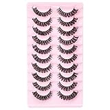 WLLHYF 10 Paar Wimpern Falsche Wimpern Wiederverwendbar Makeup Weich und Komfortabel Natürliche Wimpern Flauschig Wispy Kurze Natürliche Falsche Augenwimpern für Frauen Mädchen (DD4)