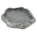 Reptilien-Wasserschale, Reptilien-Futterstation, Harzfelsen, Reptilienfutter und Wasser-Futternapf, Haustierfutterschale, Reptilien-Terrarium-Dekoration für Schildkröte, Eidechse, (S)