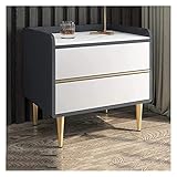 Nachttisch, Nachttisch, Nachttisch, 2 Schubladen, grau, Nachttisch, einfach und modern, für Schlafzimmer, Nachttisch, multifunktional, weiß, für Wohnzimmer, Schlafzimmer, einfache Montage (Color : A)