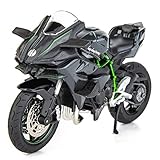 TGRCM-CZ 1/12 Kawasaki Ninja H2R Motorrad Modell, DieCast Modell Motorrad, Aufhängung und freie Rolle, Spielzeugauto, Motorrad Sammlung, Geschenk schwarz