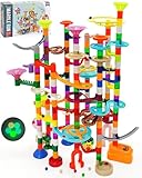 Ucradle Murmelbahn Leuchtend, 150pcs Kugelbahn für Kinder 3-12 Jahre, Kugelbahnen Marble Run, 90 Bahnelemente mit 30 Leuchtende Plastikmurmeln, pädagogische Geschenke für Jungen Mädchen