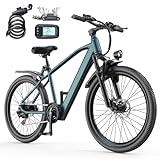 E-Bike 26' mit 7-Gang Schaltung 250W Motor 10Ah Akku Höchstgeschwindigkeit 25km/h Hochkohlenstoffstahlrahmen LCD Display City Elektrofahrrad